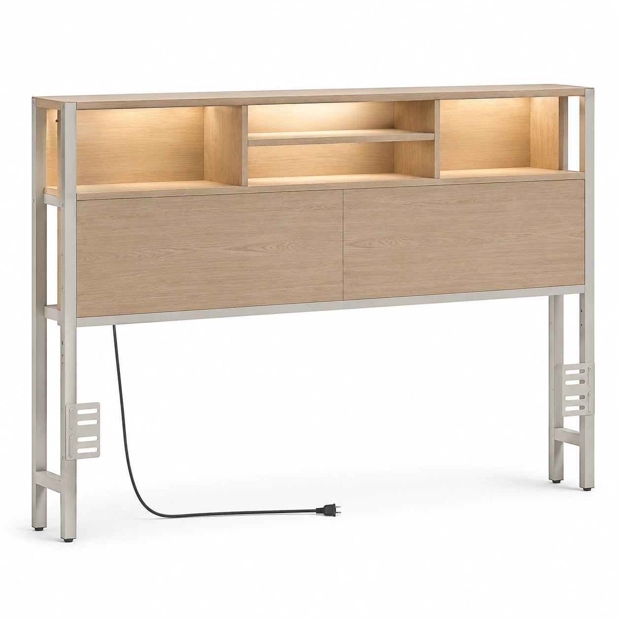 tete-de-lit-avec-etageres-de-rangement-et-eclairage-led-hauteur-reglable-noire-fiigbm6552aw